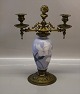 Royal 
Copenhagen Two- 
armed 
candlestick 
Brass mounted 
on Vase 32 cm 
In mint and 
nice condition
