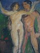 Wide Dorff, 
Axel 
(1883-1947) 
Denmark: Adam 
and Eve. Oil on 
canvas. Sign .: 
Monogram ab. 40 
x 35 ...