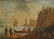 Italian artist 
(17th century.) 
A Italian port 
city with 
street life and 
a large sailing 
ship in ...