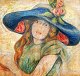 Danish artist 
(19th century) 
Denmark: 
Portrait of 
redheaded young 
woman with blue 
hat and ...