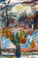 Borregaard, 
Eduard (1902 - 
1978) Denmark: 
Flowers in a 
vase in a 
window. Oil on 
canvas. Signed 
...