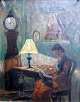 Madsen, Viggo 
(1885 - 1954) 
Denmark: 
Interior with a 
woman reading a 
book. Oil on 
canvas. Signed 
...