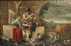 Italian artist 
(17th cent.): 
Scene with 
spinning woman 
and 
flute-playing 
man who sits a 
ruin, ...