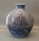 Bing and 
Grondahl B&G 
8780-507 Vase 
Sailship on 
open sea 30 cm 
Marked with the 
three Royal ...