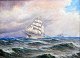 Danish artist 
(20th 
century.): 
Seascape with 
sailing ship. 
Oil on canvas. 
Unsigned. 37 x 
50 cm. ...