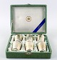 6 Japanese sake 
cups in silver.
In perfect 
condition. 
Hallmarked. In 
original box.
Measures 4 cm.