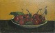 Danish artist 
(19th c.) 
Denmark. Still 
life with 
cherries in a 
bowl. Oil on 
wood. Signed on 
the ...