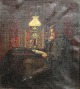 Kraul, Fritz 
(1862 - 1935) 
Denmark: 
Interior with a 
reading man. 
Oil on canvas. 
21 x 19 ...
