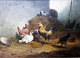 Leemputten, 
Cornelis van 
(1841 - 1902) 
Belgium: 
Chickens in a 
haystack. 
Signed .: C. 
Van ...