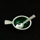 Georg Jensen 
Sterling Silver 
Salt Cellar 
with green 
Enamel and 
matching Spoon 
#9 - ...
