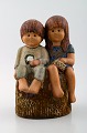 RARE FIGURE, 
Lisa Larson, 
"Siblings", 
glazed pottery, 
tagged Lisa L 
K-studio 
Gustavsberg, 
...