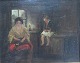 English artist 
(19th c.): 
Kitchen 
interior with 
woman and boy. 
Oil on wood 
panel. 
Unsigned. 25.5 
...