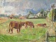 Jacobsen, 
Ludvig (1890 - 
1957) Denmark: 
Calves in a 
field. Oil on 
canvas. 
Signed.: Ludvig 
...
