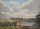 Christensen, 
Godfred (1845 - 
1928) Denmark: 
From a lake. 
Oil on canvas / 
on canvas. 
Signed: C ...