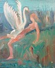 Testrup 
Jacobsen, 
Kristian Marius 
(1891 - 1975) 
Denmark: Leda 
and the swan. 
Oil on wood. 26 
x ...