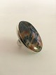 Georg Jensen 
Sterling Silver 
Ring No 90D 
with Oval 
Stone, Grey and 
Orange. 
Ornament 
measures 3.5 
...