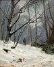 Milton Jensen, 
Carl (1855 - 
1928) Denmark: 
Winter Scene 
with walking 
man. Oil on 
carton. Signed: 
...