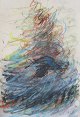 Nakajima, 
Yoshio (1940 -) 
Sweden / Japan: 
Composition. 
Crayons on 
paper. Signed. 
36 x 26 ...