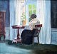 Jessen, Aage 
(1876 - 1961) 
Denmark: 
Interior with 
young woman by 
window. Signed 
Aage Jessen. 
Oil ...