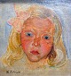 Kragh, Johannes 
(1870 - 1946) 
Denmark: Girl 
portrait. Oil 
on canvas. 
Signed: Kragh. 
30 x 27.5 ...