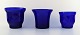 Three retro 
Lyngby art 
glass vases in 
blue.
Denmark mid 20 
c.
In perfect 
condition.
Measures: ...