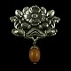 Danish Art 
Nouveau Silver 
Brooch with 
Amber - 
Bernhard Hertz.
Designed and 
crafted by 
Bernhard ...