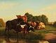 English artist 
(19th century) 
:. Landscape 
with cows by a 
lake. Oil on 
canvas. 
Unsigned. 53 x 
68 ...
