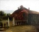 Danish artist 
(20th century): 
A house in 
backlight. 
Signed: 
Monogram 1919. 
Oil on canvas. 
50 x ...