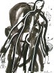 Jon Gislason 
(1955-): 
Outline of nude 
man. Watercolor 
on paper. Sign: 
Jon Gislason 95 
(1995). 42 ...