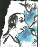 Jon Gislason 
(1955-): Three 
people in 
profile. 
Watercolor on 
paper. Sign.; 
Jon Gislason 98 
...