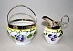 Sugar / cream 
set in opaline 
glass with 
enamel 
decorations 
with fruit, 
approx. 1910. 
Germany. ...