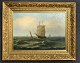 Unknown artist 
(20th century): 
Marine with 
sailing ships. 
Oil on canvas. 
Signed: C. M 
07. 34.5 x ...