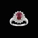 14k White Gold 
Cocktail Ring 
with Ruby and 
Diamonds.
Stamped with 
14k.
Size 56 mm - 
US 7½ - UK ...