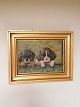 Two puppies oil 
on canvasSign. 
Aage Wang 
Measure 34 x 
43cm. Light 
size 21.5 x 
30.5 cm.