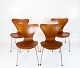 A set of four 
Seven chairs, 
model 3107, 
designed by 
Arne Jacobsen 
and 
manufactured by 
Fritz ...