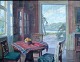 Panitzsch, 
Robert (1879 - 
1949) Denmark: 
Interior from a 
sunny living 
room. Oil on 
canvas. ...