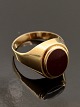 14 carat gold 
ring size 73 
with carnelian 
stamped 585 SEJ 
for jeweler 
Søren E Jensen 
Copenhagen ...