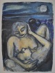 Degett, Karen 
(1954 - 2011) 
Denmark: A 
loving couple 
on the beach. 
Unsigned. 
Pastel / Ink / 
...