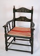 Antique green 
painted 
armchair 
upholstered 
with striped 
fabric. The 
chair is in 
great vintage 
...