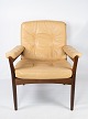 This armchair 
in dark wood, 
upholstered in 
light elegance 
leather, is an 
elegant example 
of ...