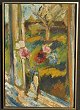 Borregaard, 
Eduard (1902 - 
1978) Denmark: 
A bouquet in a 
window. Oil on 
canvas. Signed 
1936. 85 ...