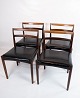 This set of 
four dining 
chairs in 
rosewood and 
black leather, 
from the 1960s, 
is a beautiful 
...