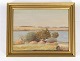 Oil painting 
with nature 
motif and 
gilded frame, 
with unknown 
signature. 
41 x 52 x 5.5 
cm.