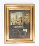Oil painting 
with motif of a 
home and with 
gilded frame, 
unknown 
signature from 
the 1920s.  
79 ...