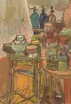 Naomi Vicas (b. 
1920), French 
artist. Gouache 
on paper. Still 
life. Mid-20th 
century.
Visible ...