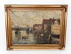 Oil painting 
with motif of 
Copenhagen and 
gilded frame, 
signed by 
Valdemar Brunø.
93 x 123 cm.