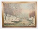 Painting on 
canvas with 
winter motif 
and gilded 
frame, with 
unknown 
signature.
78 x 105 cm.
