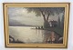 Painting on 
canvas with 
nature motif in 
dark colors and 
with gilded 
frame from the 
1920s.
54 x ...