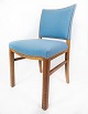 Dining room 
chair with legs 
of light 
mahogany and 
upholstered 
with light blue 
fabric of 
Danish ...