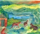 Nielsen, Jens 
(1891 - 1978) 
Denmark: Horses 
in a field. 
Watercolor. 
Signed. 44 x 54 
...